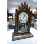 Early 20th Century Wooden Cased Mantle Clock: height 54cm