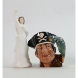 Royal Doulton Small Character Jug Long John Silver : together with small Royal Doulton Lady Figure