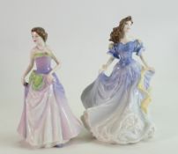 Royal Doutlon Lady Figures: Rebecca HN4041 & Jessica HN3850(2)