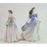 Royal Doutlon Lady Figures: Rebecca HN4041 & Jessica HN3850(2)