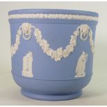 Wedgwood Blue Jasperware planter: height 15.5cm