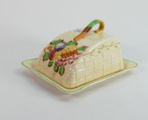 Clarice Cliff Newport Potter Cheese dish and base: Allo ver crazing to base, 19.5 cm long max.