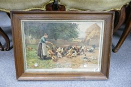 Oak Framed early 20th Century Pears Print 'The Welcome Ration': 42 x 59cm