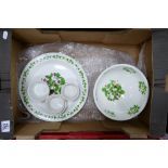Portmeirion Wild Strawberry pottery: Includes large 32cm plate, 23.5cm bowl and 4 ramekins. (4)