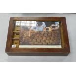 Wooden Glazed Counter Top Cigar Display Cabinet: length 63cm, height at tallest 18cm and depth 41cm