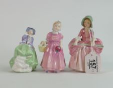 Royal Doulton smaller size figures ladies: Tinkerbell 1677, Bo Peep 1811 & top of The Hill 2126 (3)