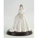 Coalport Large Lady Figure: Her Royal Highness The Princess Margaret: on wooden plinth, height 24cm