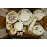 A mixed collection of items to include: Decorative wall plates, Sadlers naval theme pin trays, Royal