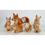 A collection of 7 Sylvac & Similar Corgi Dog figures: tallest 12cm(7)