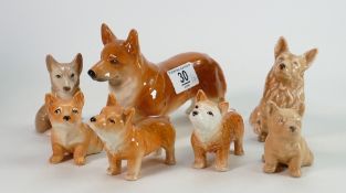 A collection of 7 Sylvac & Similar Corgi Dog figures: tallest 12cm(7)