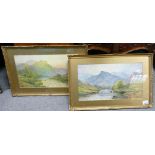 Two Early 20th Century Framed Coloured Prints: with riverside scene's , 38 x 58cm(2)