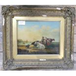 Early 19th century Dutch school pastoral oil painting on canvas: unsigned and measuring 19cm x