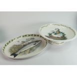 Two large pieces of Portmeirion pottery: Oval salmon platter 37 cm wide, together with Little