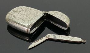 Silver Plated Vesta Case & Miniature Knife: