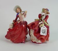 Two larger Royal Doulton figures Autumn Breezes & Top of the Hill: HN1934 & HN1834 (2)