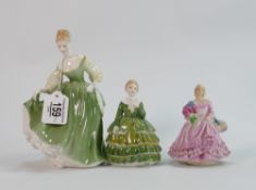 Royal Doulton & Royal Worcester figures x 3: Including large Fair Lady RD2193 2nd, smaller