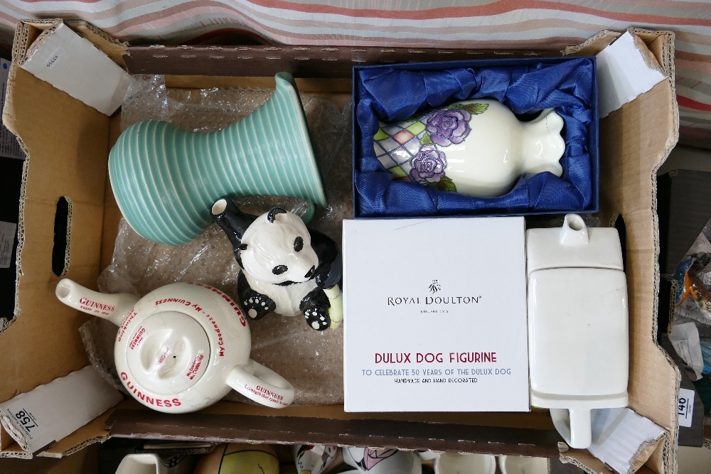 Tray lot to include: Carlton Guinness tea pot Beswick Panda tea pot, Royal Doulton Dulux dog