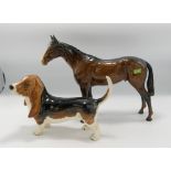 Beswick Racehorse 701: together with Basset Hound 2045A(2)