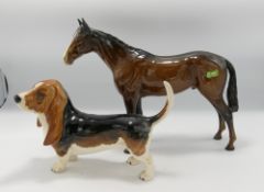 Beswick Racehorse 701: together with Basset Hound 2045A(2)