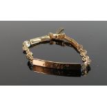 9ct gold bracelet with engraved initials: Weight 6.9g.