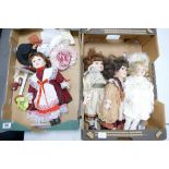 A collection of Porcelain Leonard Collection Display dolls( 2 trays)