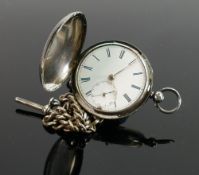 Hallmarked silver gents full hunter pocket watch: Glass missing, chip to dial, no key, sold as not