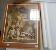 Large Frame Deborah Jones Framed Teddy Bear Print: together with a Miney Todd & Viyella Poster