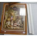 Large Frame Deborah Jones Framed Teddy Bear Print: together with a Miney Todd & Viyella Poster