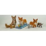 A collection of Royal Doulton, Beswick & Wade Corgi Dog Figures(7):