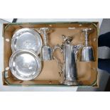 Collection of Ecclesiastical church silver plated items from a closed Welsh chapel: Includes large