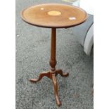 Mahogany Inlaid Tripod Table: