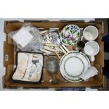 A mixed collection of items to include: loose cutlery, early postcards of Wales & surrounding