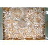 A quantity of cut glass and crystal glasses: to include wine glasses, sherry, brandy together with