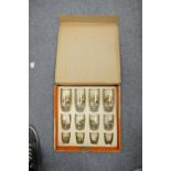 Retro decorated mid century boxed glasses set: 1950's/60's Embassy Western Glass Int. Set of 12