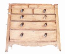 Distressed Victorian Inlaid Chest of 2 over 3 drawers: secret drawers, repaired leg, legth 125,