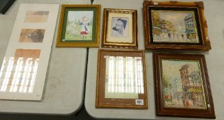 A collection of Framed Oil's Prints & Watercolors: with landscape, still life & similar themes' (6)