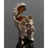 Novelty hallmarked solid silver Devils head vesta case: Bearing London hallmarks for London 2002