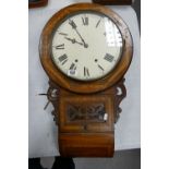 Inlaid Edwardian Drop Dial Wall Clock: length 70cm