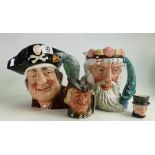Royal Doulton large character jug Neptune: D6548, Long John Silver D6335 together with a medium