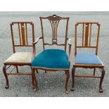 Three Decorative Early 20th Century Chairs: (one chair at fault)