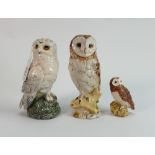 Three Owls Royal Doulton & Beswick: Large Barn owl & Snowy owl (2nd) made for Whyte & Mackay as