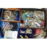 A collection of Costume Jewelry to include: beads, brooches, chains etc