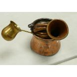 Turkish Copper small pail: together with George Potter & Co Aldershot Bugle & brass whiskey