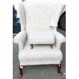 Parker Knoll Upholstered Armchair: with matching stool(2)