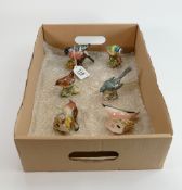 Six x Beswick birds: Smaller size birds including Bullfinch, Blue Tit, Grey Wagtail, Wren, Robin &