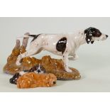 Royal Doulton Pointer: HN2624 together with two puppies curled up (2)