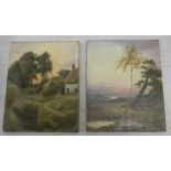 Two Early 20th Century Oils on Canvas with landscape theme: signed T Blocksidge, each 25 x 20cm