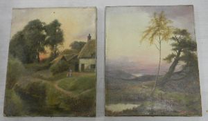 Two Early 20th Century Oils on Canvas with landscape theme: signed T Blocksidge, each 25 x 20cm