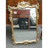 Modern Gilt Effect Wall Mirror: height 72cm