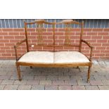 Edwardian stained beech 2 seater loving seat: Measuring 115 cm x 50 cm x 90 cm high appx.